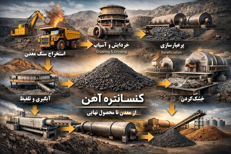 مراحل تولید کنسانتره آهن